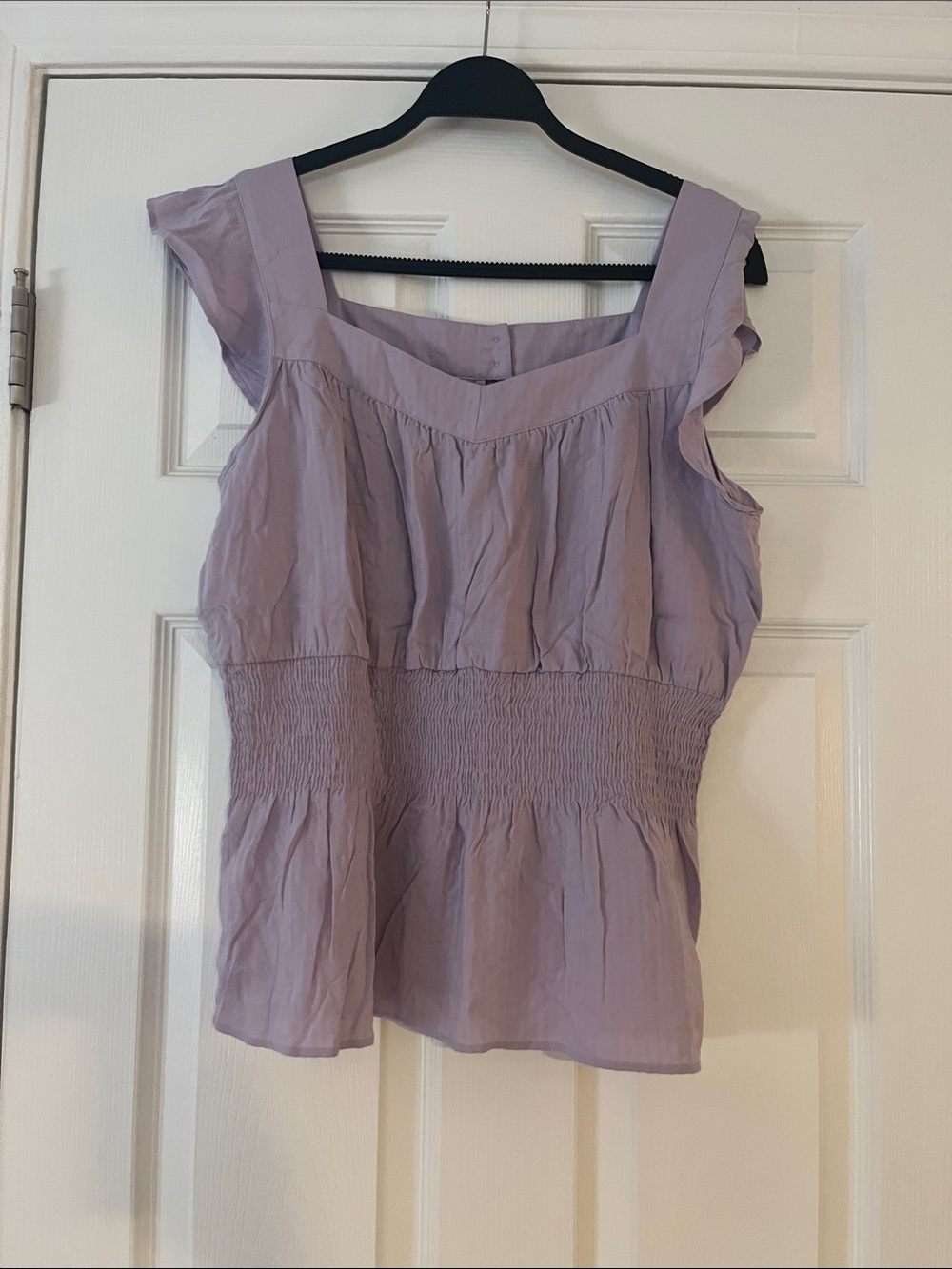 Market & Spruce Lilac Square-Neck Smocked-Waist Top
